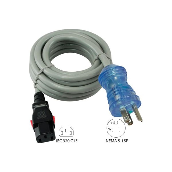 Conntek Conntek 27170, 8', 13-Amp, 16/3 SJTW Hospital/Medical Grade Cord with Push Lock IEC C13 - 27170