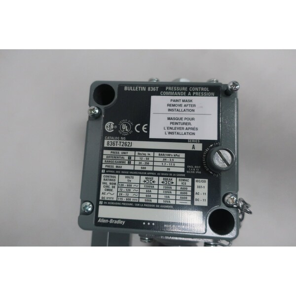 Interruptor de presión Allen Bradley 24-250Psi 120-600V-Ac - 836T-T262J
