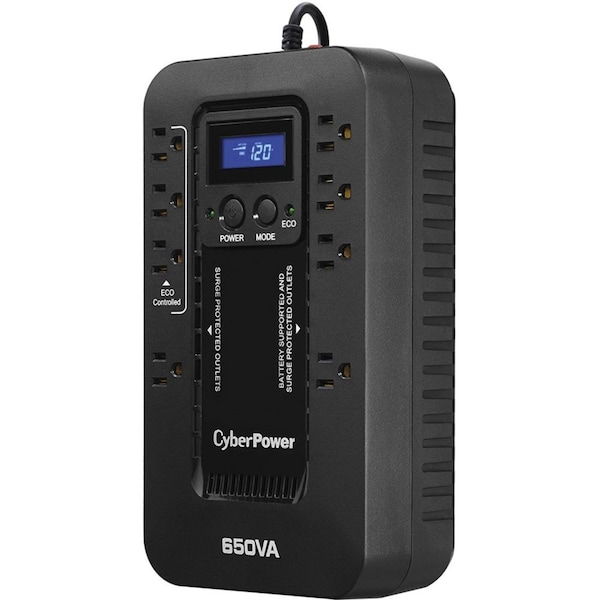 Cyberpower Standby UPS System, 650VA, Standby, Out: 120V AC In: 120V AC - EC650LCD