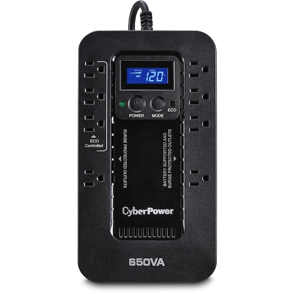 Cyberpower Standby UPS System, 650VA, Standby, Out: 120V AC In: 120V AC - EC650LCD