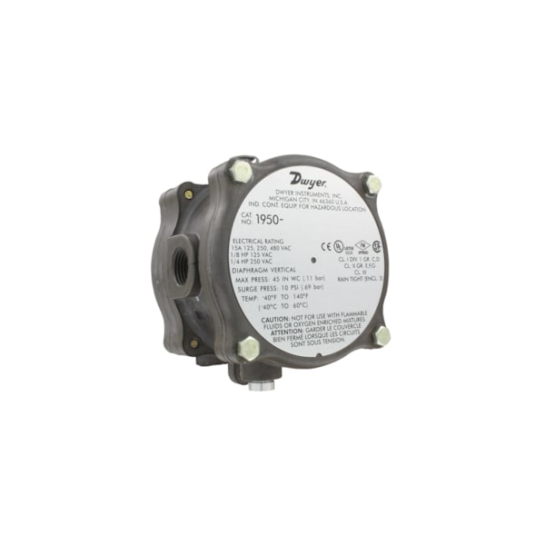 Interruptor de presión diferencial Dwyer Instruments, rango de 15-50 psid - 1950P-50-2F