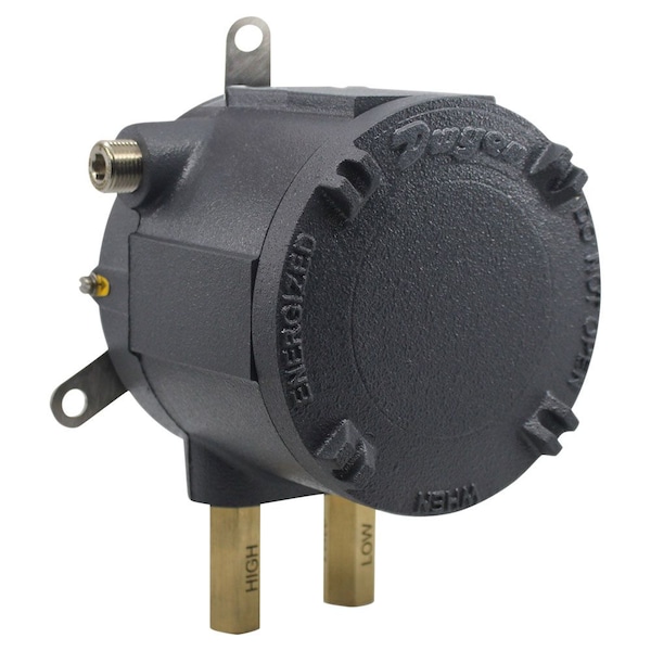 Interruptor de presión diferencial de Dwyer Instruments, SPDT, rango de 0.4 a 1.6 pulgadas de columna de agua con conexiones en la parte posterior roscadas - 1920-1