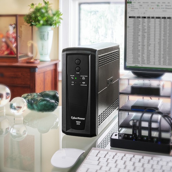 Cyberpower UPS System, 1500VA, Line Interactive, Out: 120V AC In: 120V AC - CP1500AVRT