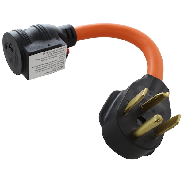 Ac Works 1FT 30A 4-Prong 14-30P Dryer Plug to 6-15/20 Outlet with 20A Breaker - S1430CB620