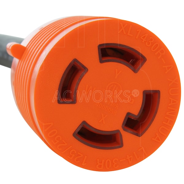 Ac Works 1.5ft 20A 4-Prong 125/250V L14-20P Plug to L14-30R 30A 4-Prong 125/250V Connector - L1420L1430-018