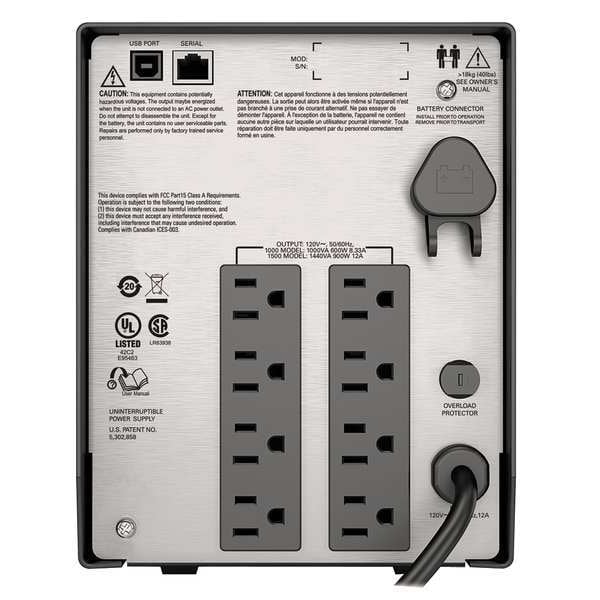 Apc Smart UPS, 1kVA, Line Interactive, Out: 120V AC In: 120V AC - SMC1000C