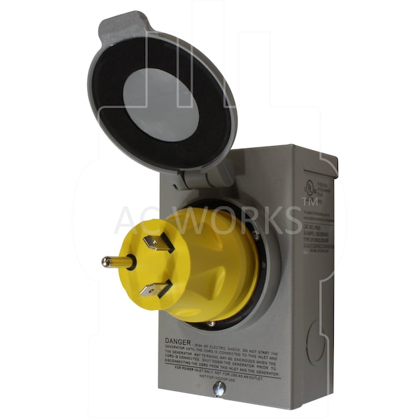 Ac Works Temporary Power RV 30A TT-30P Plug to CS6364 50A Locking Female Adapter - ADTETT
