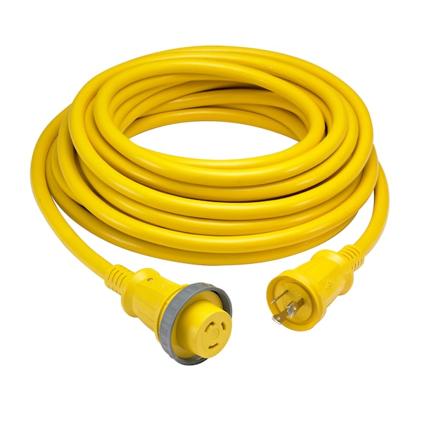 Hubbell Wiring Device-Kellems Marine Cord, 30A/125V, 50', Yellow, with LEDs - HBL61CM08LED