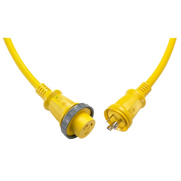 Hubbell Wiring Device-Kellems Marine Cord, 30A/125V, 50', Yellow, with LEDs - HBL61CM08LED