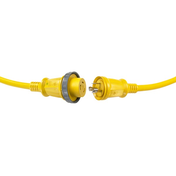 Hubbell Wiring Device-Kellems Marine Cord, 30A/125V, 50', Yellow, with LEDs - HBL61CM08LED