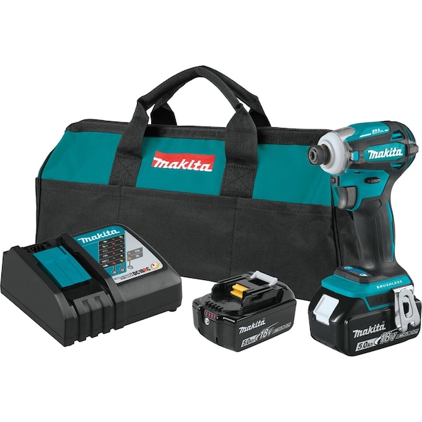 Makita Impact Driver Kit, 18.0 V, Li-Ion Battery - XDT19T