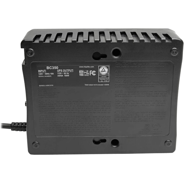Tripp Lite UPS System, 350VA, Standby, Out: 110/115/120V AC In: 120V AC - BC350