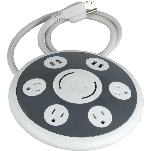 All-Source 4-Outlet/4-USB 1800J White & Gray Surge Protector with 3 Ft. Cord - LTS-4K-4U