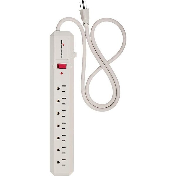 Eaton Wiring Devices Surge Protection Power Strip, 2 Pole, 125 V, 15 A, 7 Outlet, 70 J Energy, Ivory - 1176V