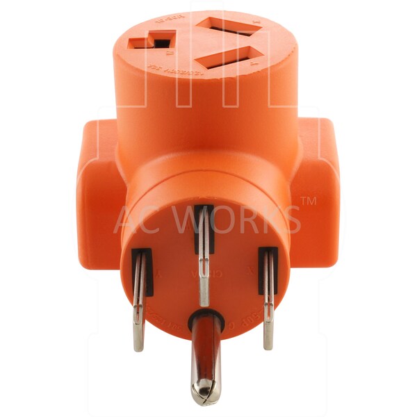 Ac Works 14-50P 50A 4-Prong Plug to 10-30R 3-Prong Dryer Outlet - AD14501030