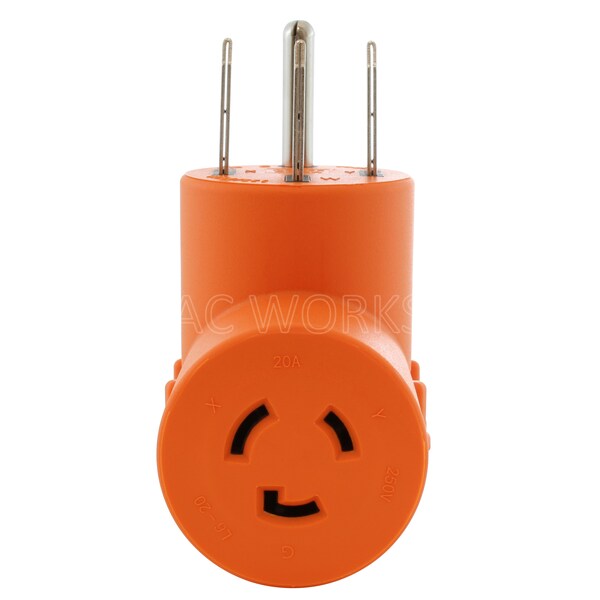 Ac Works 14-50P 50A 125/250V Range/RV/ Generator Plug to L6-20R 20A 250V Connector - AD1450L620