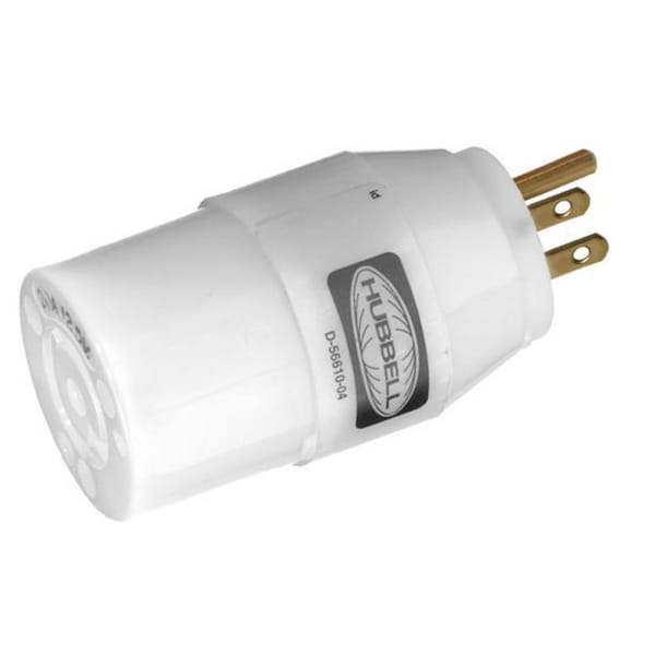 Hubbell Wiring Device-Kellems Nylon Convenience Adapter, NEMA 5-15P To NEMA L5-20R - HBL2128