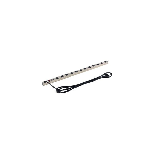 Global Equipment Surge Protected Power Strip 12 Outlets 15A 1500 Joules 15 Cord - LTS-12-S2-15ft-SP