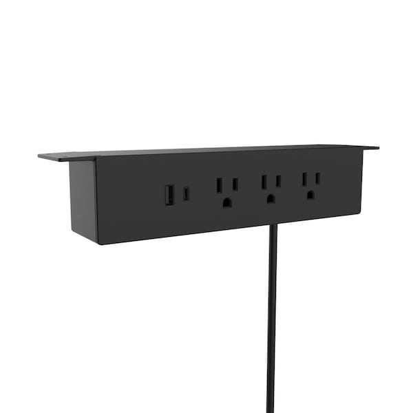 Richelieu Hardware 120 V Hanging Power Bar and USB Charging Station, Black - 3313900