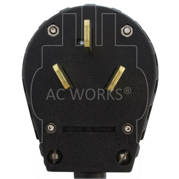 Ac Works 3ft 50A 125/250V NEMA 10-50 3-Prong Old Style Range/Welder Plug to 2 NEMA 5-20 Household Connections - 1050Y520-036
