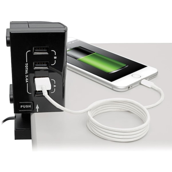 Tripp Lite Surge Protector, 6-Outlet, 6-7/10"Wx1-4/5"Dx9-3/5"H, Black - TRPTLP66USBR