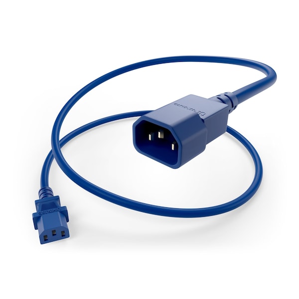Unirise Usa 1Ft Blue C13-C14 Pdu/ Server Ultra Flexible Power Cord, Svt, 10Amp,  - PWRC13C1401FBLU