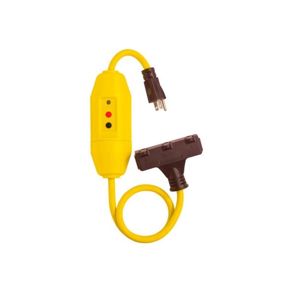 Lind Equipment Inline GFCI GFCI Extension Cord, Indoor/Outdoor, 3 Outlets, 2 ft - 26020TC-2503**