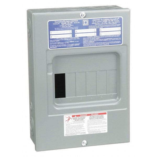 Square D Load Center, 6 Spaces, 100A, 120/240V AC - HOM612L100S