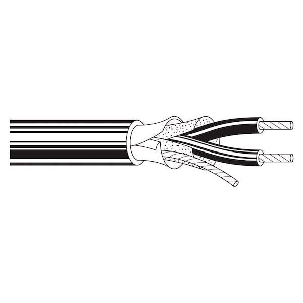 Belden Multi-Conductor Cable, 24 AWG, 2 C, Black, PVC, Stranded, 200V AC, Indoor - 9452 0101000