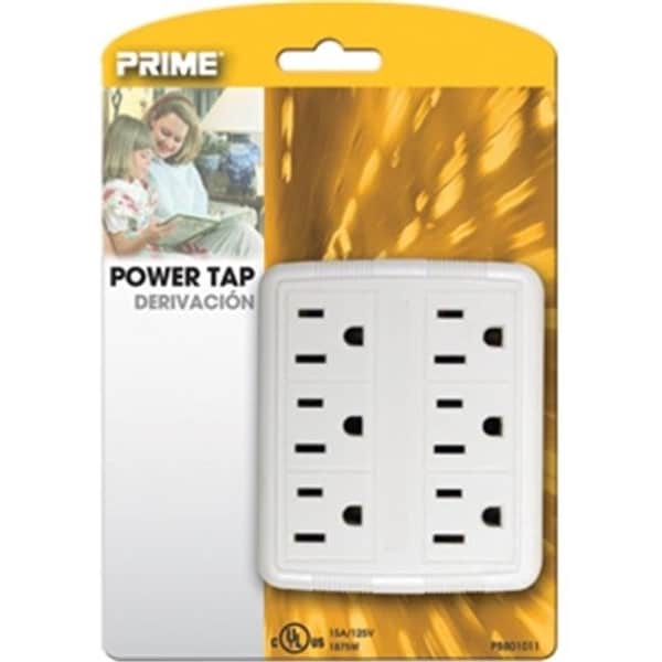Prime Wire & Cable Prime Wire & Cable PB801011 6 Outlet Power Tap White - 209798
