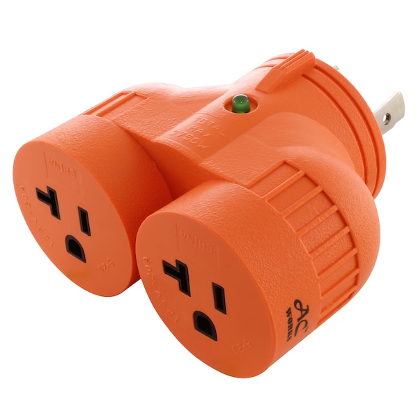 Ac Works V-DUO Adapter NEMA L5-30P 30A 3-Prong Locking Plug to 2 15/20A Connectors - ADVL530520