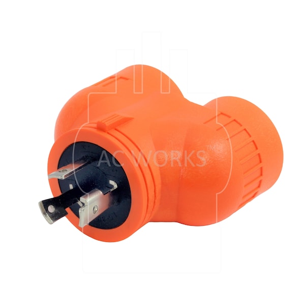 Ac Works V-DUO Adapter NEMA L5-30P 30A 3-Prong Locking Plug to 2 15/20A Connectors - ADVL530520