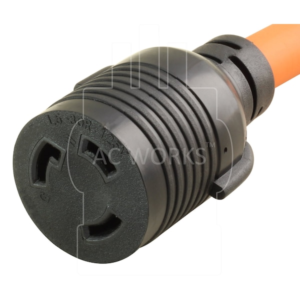 Ac Works 1FT STW 10/3 NEMA 5-15P 15A Household Plug to NEMA L5-30R 30A Adapter - S515L530-012