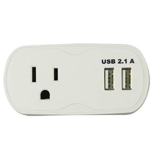 Lightluz 1-Outlet Surge Protection Tap, White - LI3861772