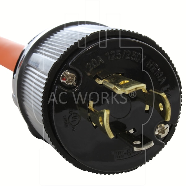 Ac Works 1.5FT L14-20P 20A 4-Prong Locking Plug to 4 Home Outlets with 20A Breaker - L1420CBF520