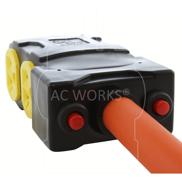 Ac Works 1.5FT L14-20P 20A 4-Prong Locking Plug to 4 Home Outlets with 20A Breaker - L1420CBF520