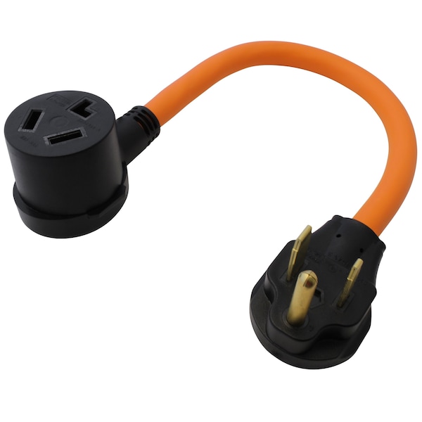 Ac Works 1.5FT  6-50P 50A Welder Plug to 10-30R 3-Prong Dryer Outlet - S6501030-018