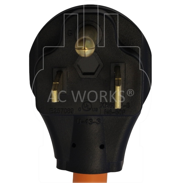Ac Works 1.5FT  6-50P 50A Welder Plug to 10-30R 3-Prong Dryer Outlet - S6501030-018