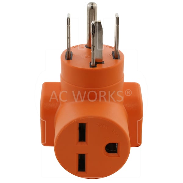 Ac Works 4-Prong Dryer 14-30P Plug to 6-30R 30 Amp 250 Volt HVAC Female Adapter - AD1430630