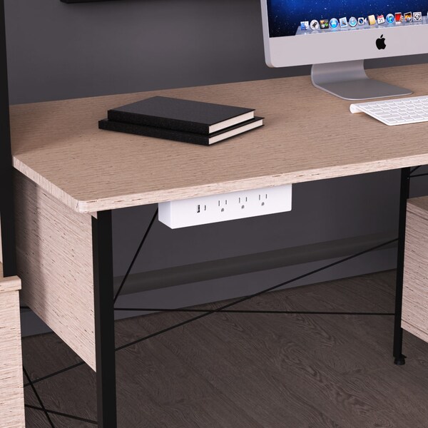 Richelieu Hardware 120 V Hanging Power Bar and USB Charging Station, White - 3213030