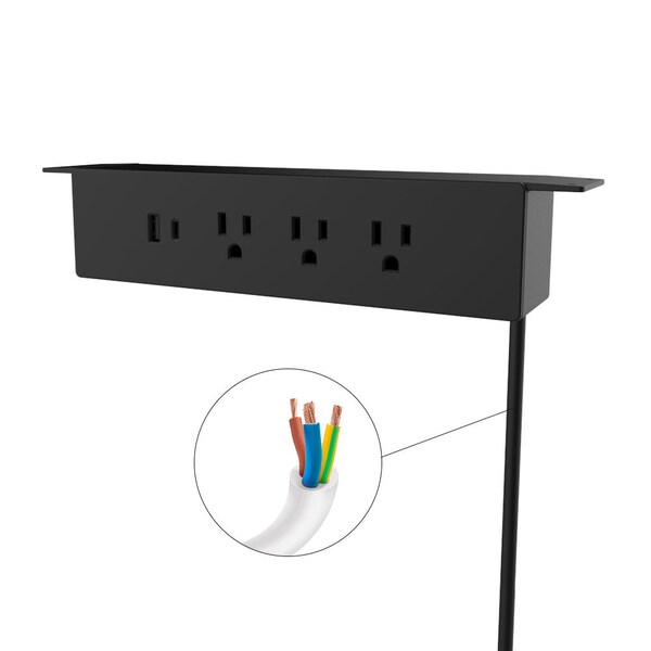 Richelieu Hardware 120 V Hanging Power Bar and USB Charging Station, White - 3213030