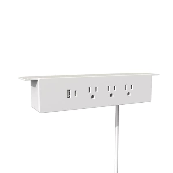 Richelieu Hardware 120 V Hanging Power Bar and USB Charging Station, White - 3213030