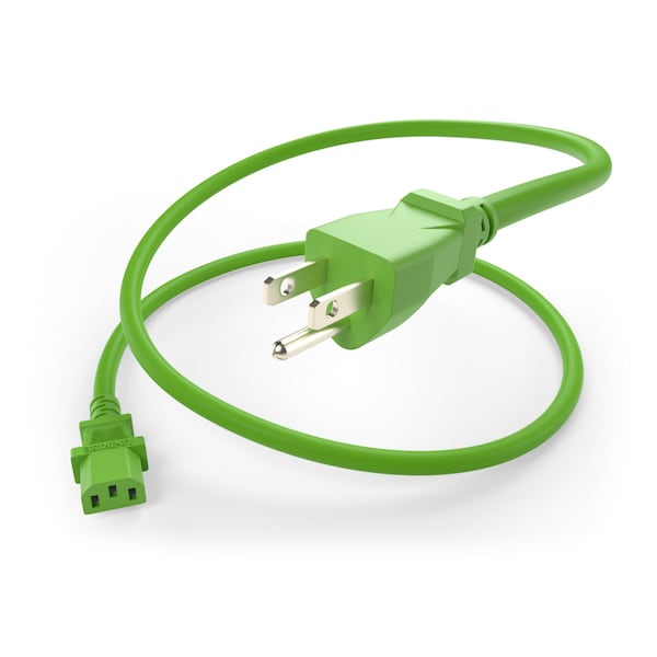 Unirise Usa 10Ft Power Cord 5/15P - C13 10Amp Green - PWCD-515PC13-10A-10F-GRN