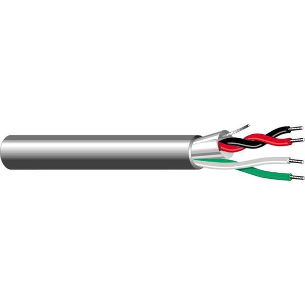 West Penn Wire Multi-Conductor Cable, 22 AWG, 4 C, Gray, PVC, Stranded, 300V AC - AQC357GY1000