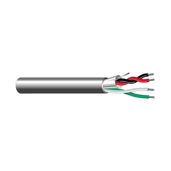 West Penn Wire Multi-Conductor Cable, 22 AWG, 4 C, Gray, PVC, Stranded, 300V AC - AQC357GY1000