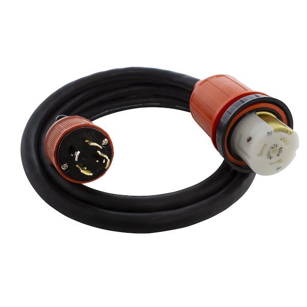 Ac Works 50ft Generator L14-30P 30A 4-Prong Plug to 50A RV/ Marine Power Inlet Adapter Cord - L1430M50-050