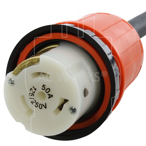 Ac Works 50ft Generator L14-30P 30A 4-Prong Plug to 50A RV/ Marine Power Inlet Adapter Cord - L1430M50-050