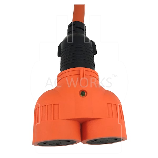 Ac Works L5-30P 30A 125V 3-Prong Plug to 2 L5-30R 30A 125V Female Connectors - ADVL530L530