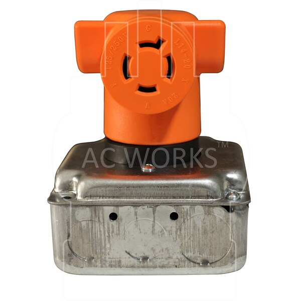 Ac Works 4-Prong NEMA 14-50P Plug to 4-Prong 20A Locking NEMA L14-20R Adapter - AD1450L1420