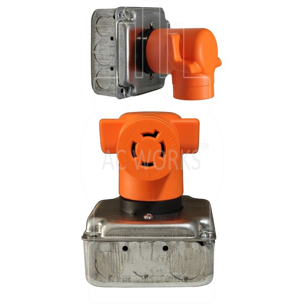 Ac Works 4-Prong NEMA 14-50P Plug to 4-Prong 20A Locking NEMA L14-20R Adapter - AD1450L1420